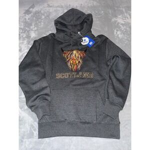 Highland‎ Cow Hoodie Adult XL Gray  Hooded Sweatshirt Cotly Scotland Fleece New